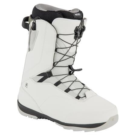 nitro venture tls snowboard boots in white with black nitro logos