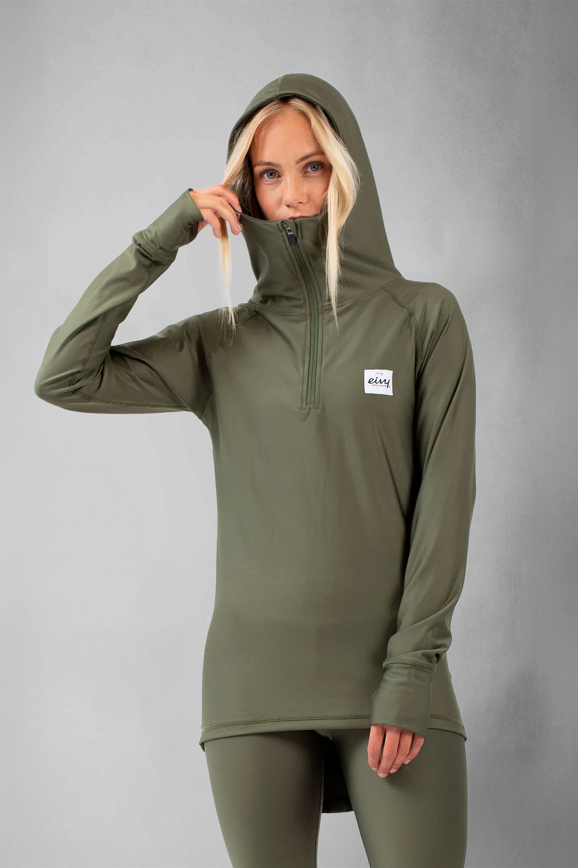 Eivy Icecold Zip Hood Top - Forest Green - Base Layer