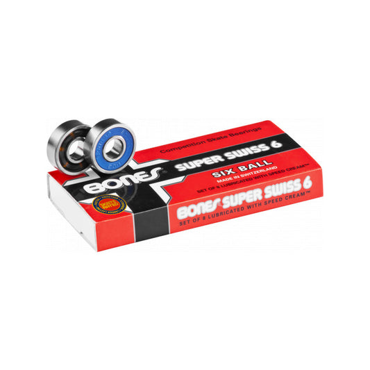 BONES Super Swiss 6 Ball Skateboard Bearings (8 Pack)
