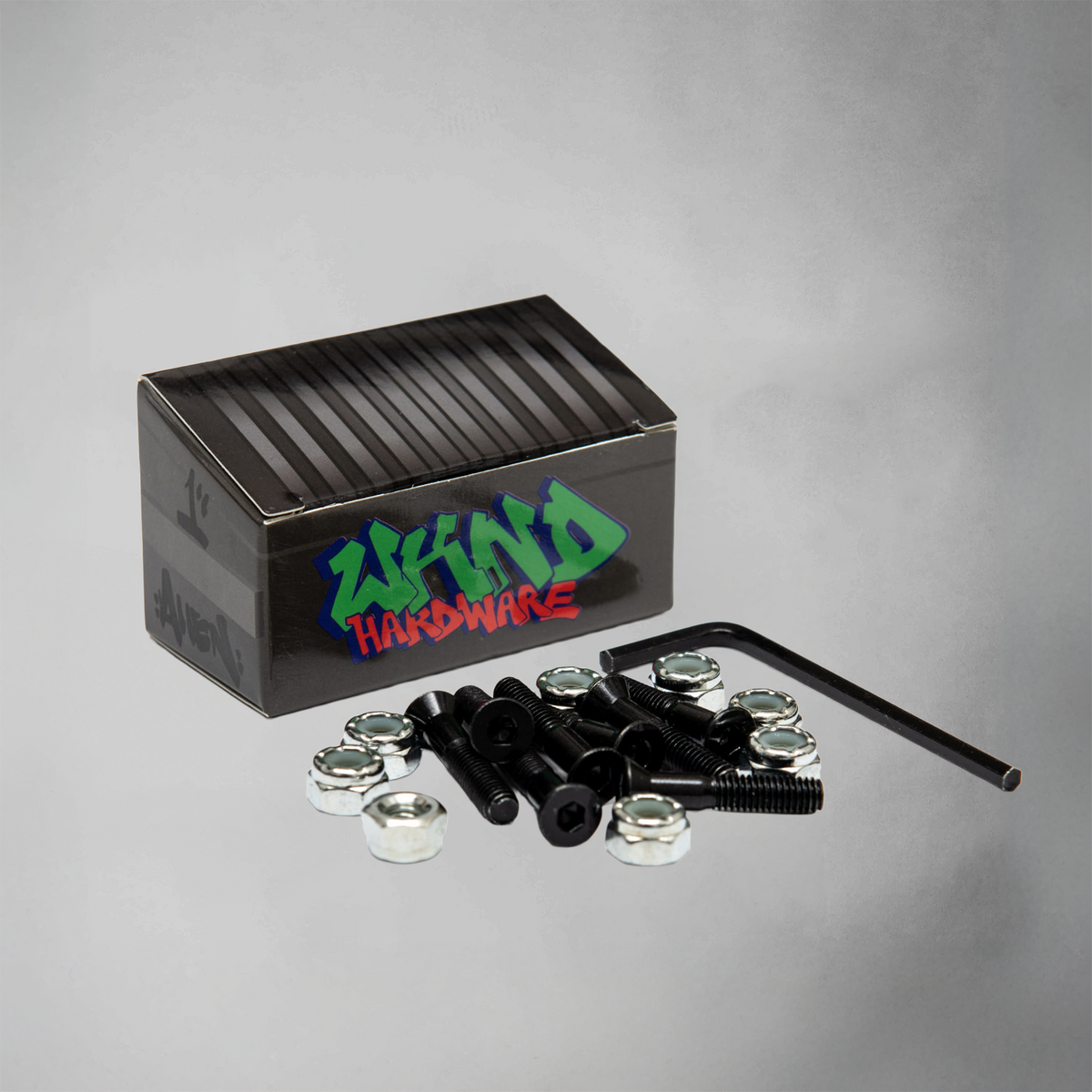 WKND Hardware 1" Allen Skateboard Allen wrench set with bolts and hex key.