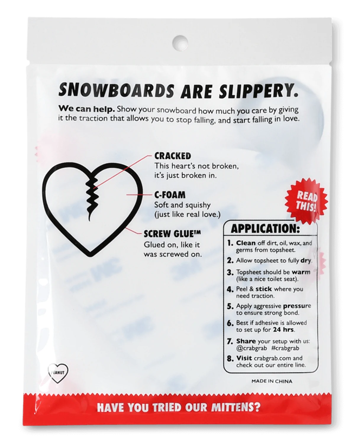 bright red crab grab mega heart stomp pad. in clear wrapper.
