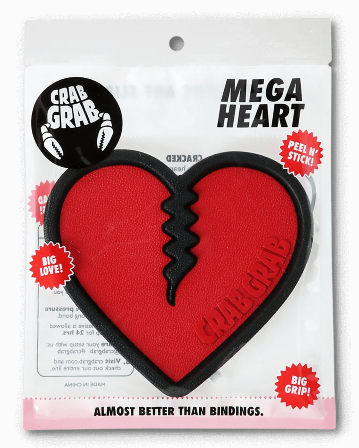 bright red crab grab mega heart stomp pad. in clear wrapper.