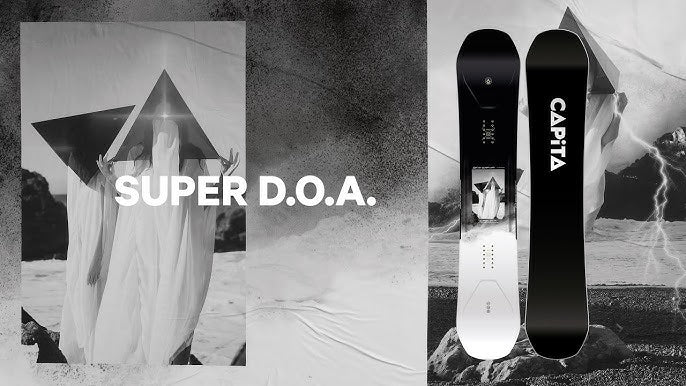 capita super do a product guide image showing top and bottom aspects of the board. top is half black, half white.. bottom is fully black with white capita logo.