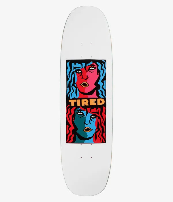 Tired Double Vision Donny Skateboard Deck White 8.65"
