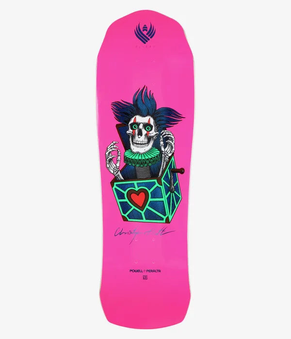 Powell Peralta Pro Chris Hiett Skull FLIGHT Deck Pink - 9.5" Skateboard Deck