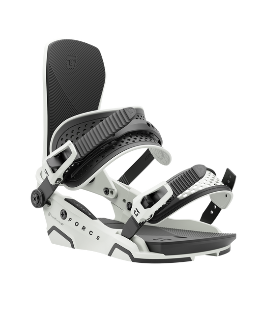 Union force 24/25 model snowboard bindings, matt sand with black adjustable straps. black logos