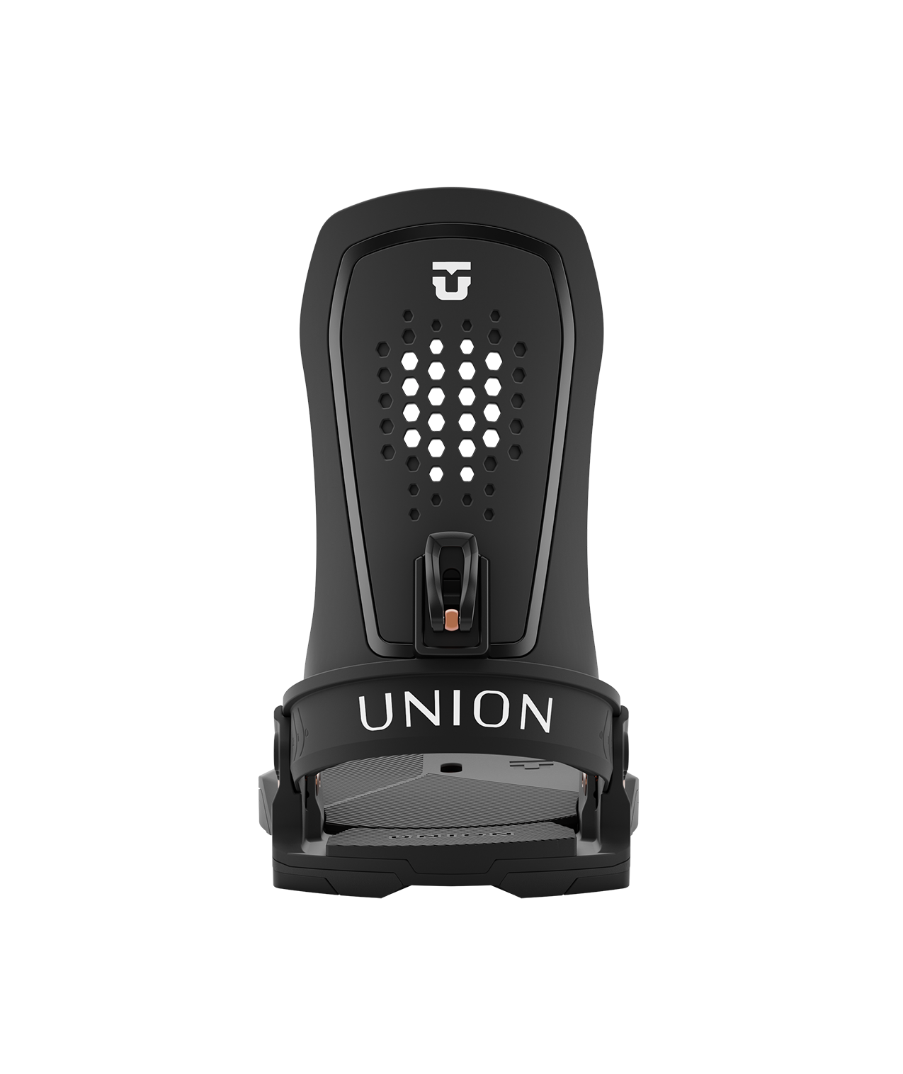 Union Trilogy 24/25 model snowboard bindings, matt black with black adjustable straps. white union trilogy logos