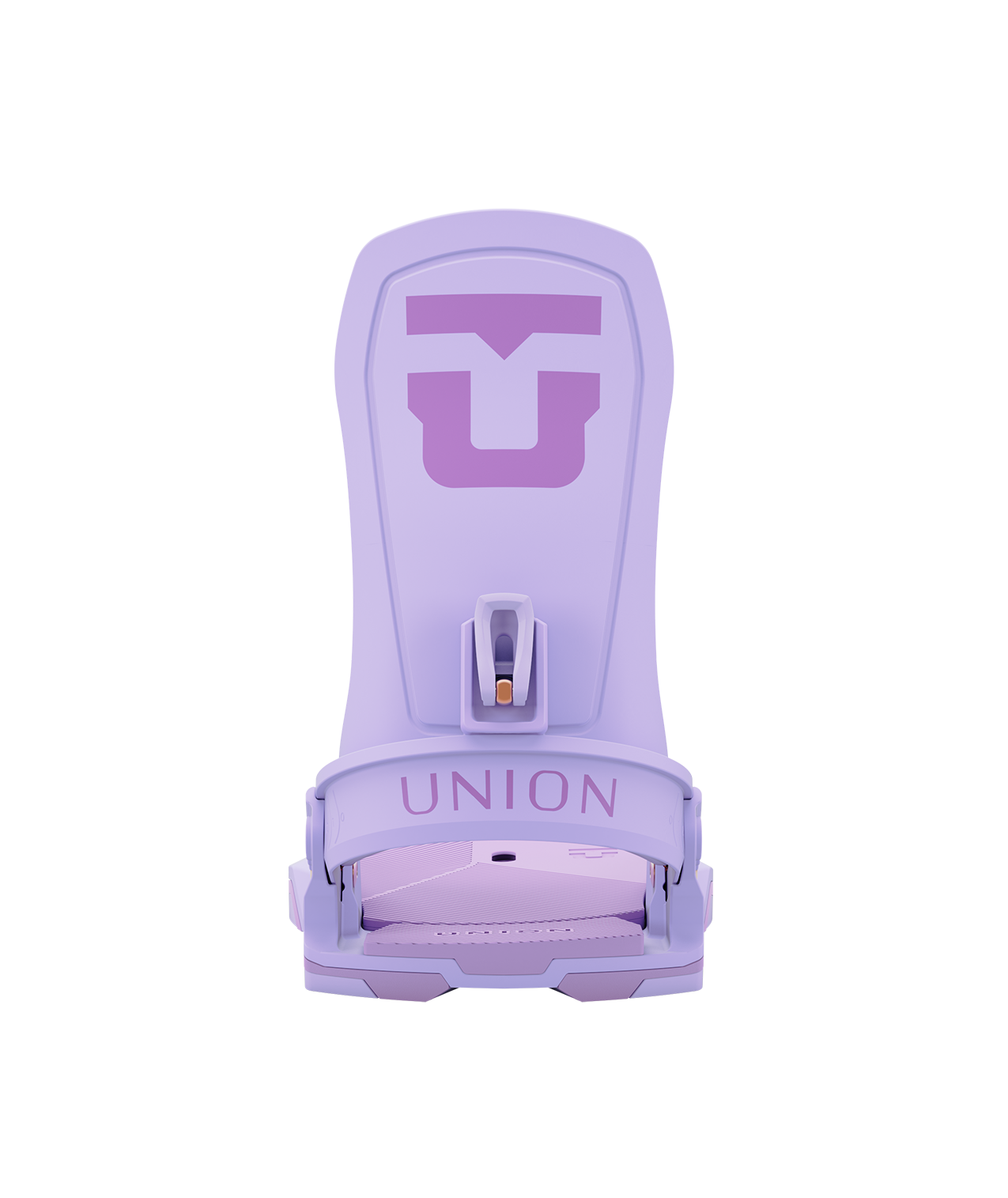 Union Trilogy (team HB) 24/25 model snowboard bindings, lavender with lavender adjustable straps. pink union trilogy logos