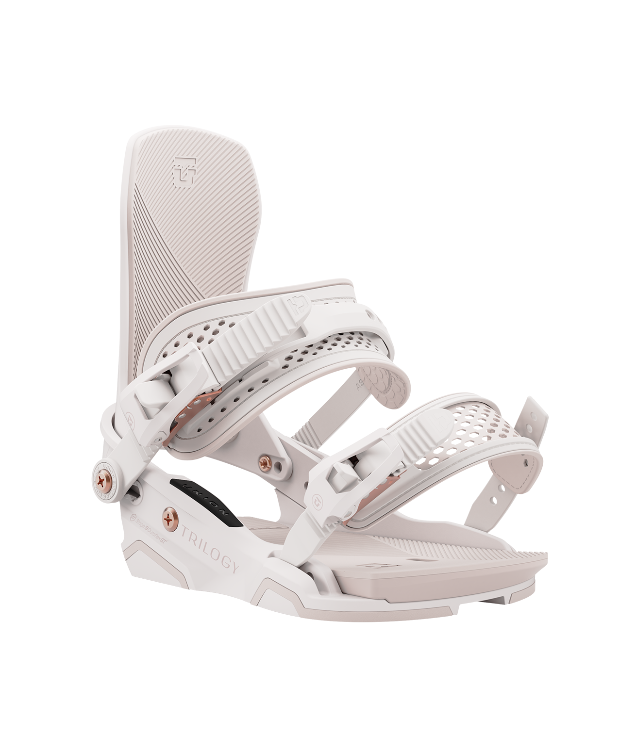 Union Trilogy (team HB) 24/25 model snowboard bindings, matt sand with sand adjustable straps. beige union trilogy logos