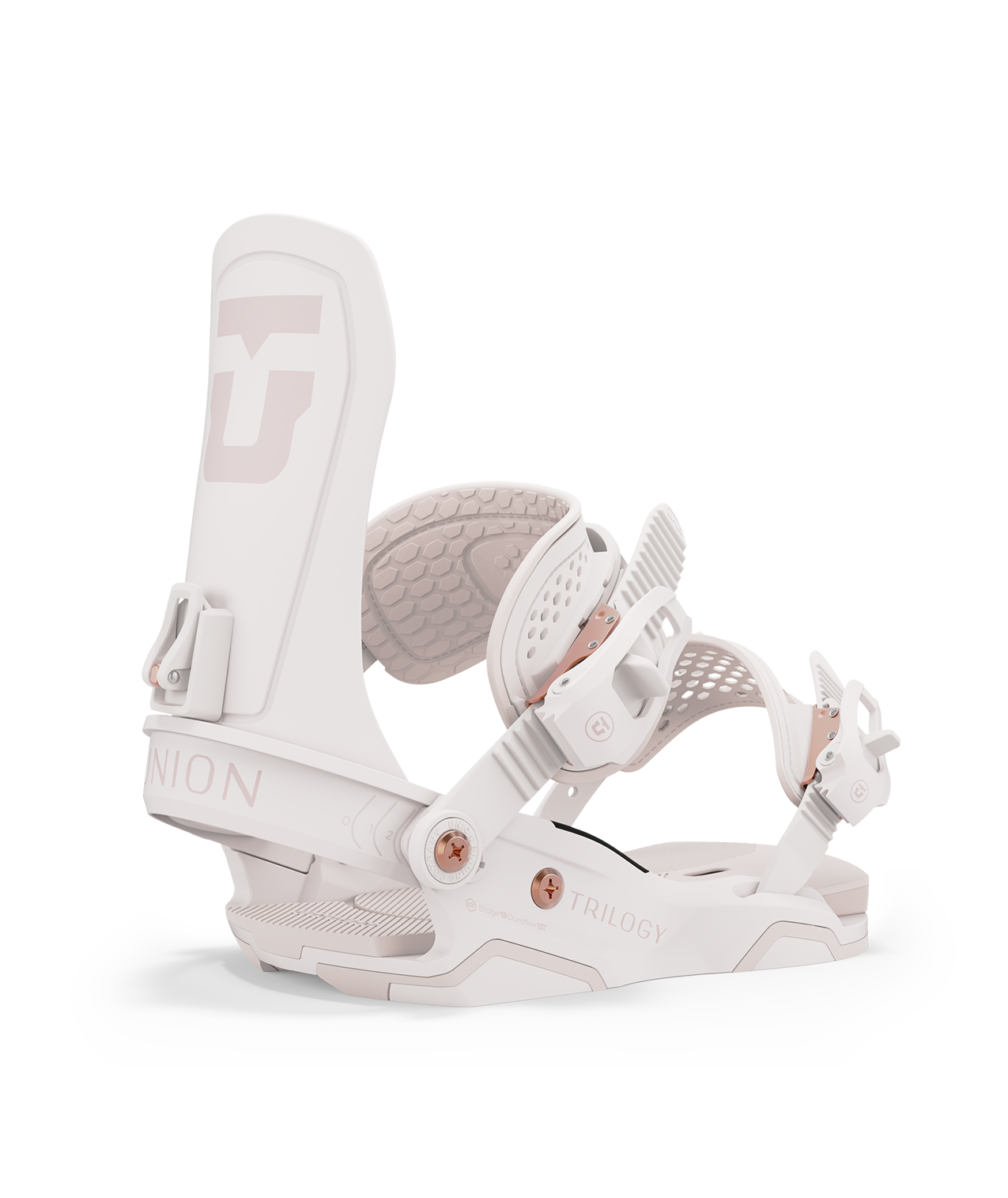 Union Trilogy (team HB) 24/25 model snowboard bindings, matt sand with sand adjustable straps. beige union trilogy logos