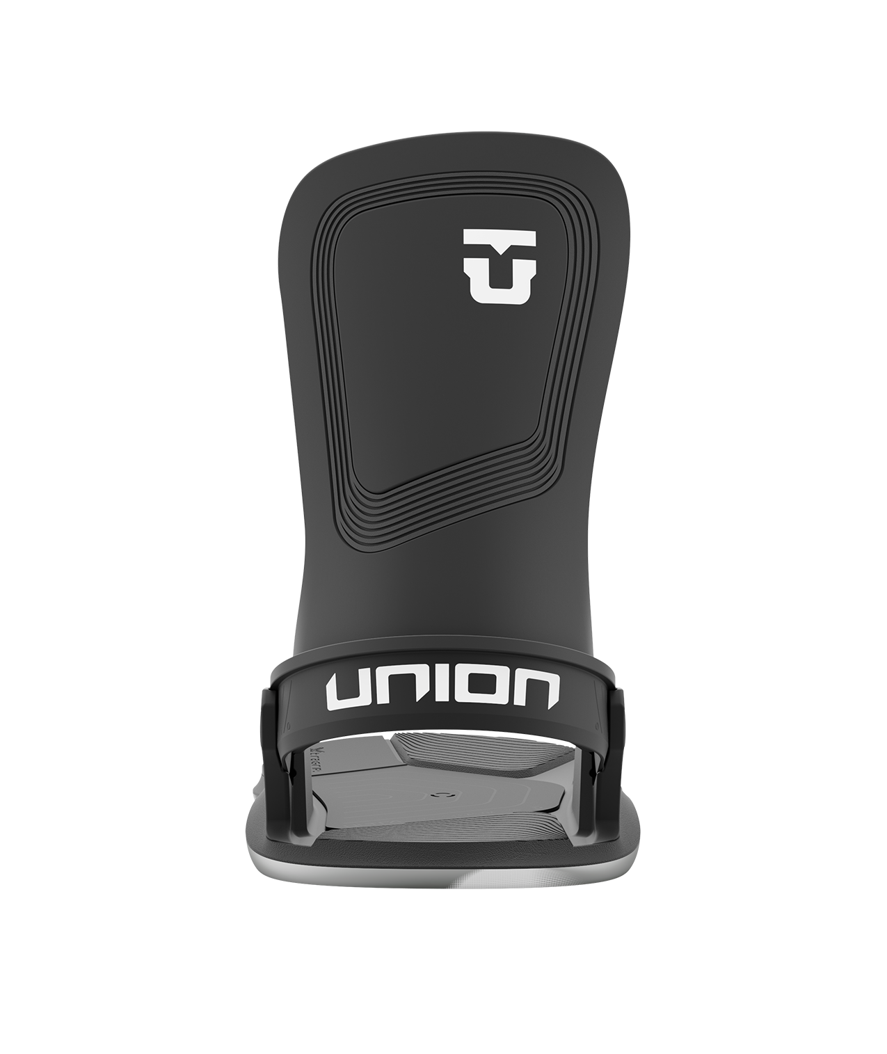 Union ultra 24/25 model snowboard bindings, matt black with black adjustable straps. white union ultra logos