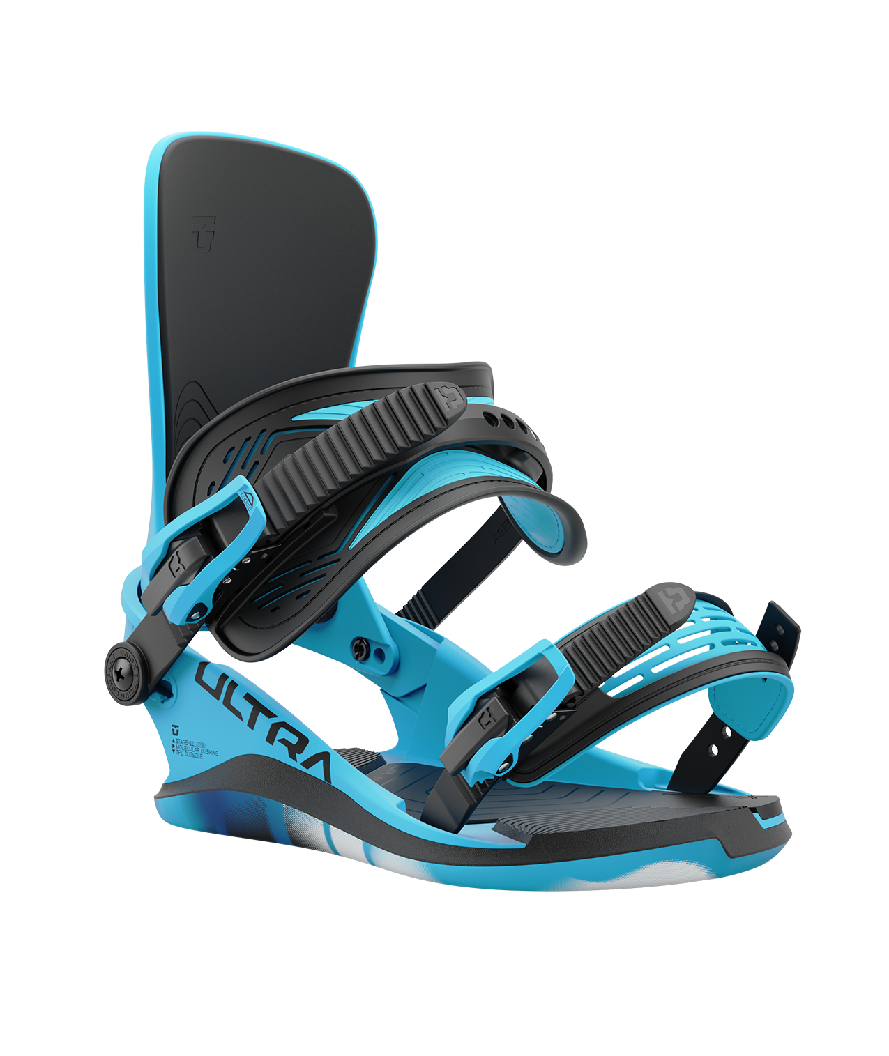 Union ultra 24/25 model snowboard bindings, matt blue with black adjustable straps. black union ultra logos