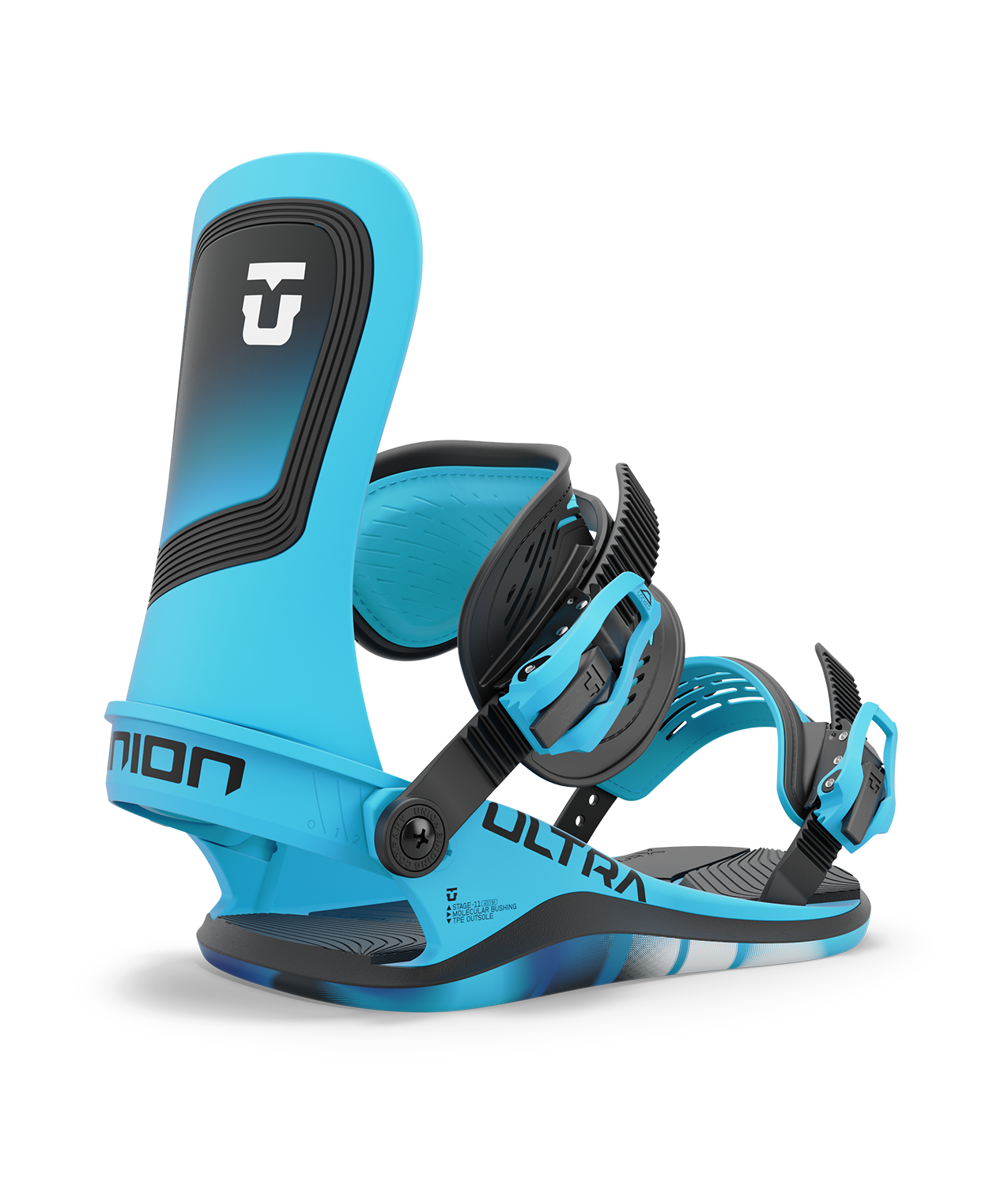 Union ultra 24/25 model snowboard bindings, matt blue with black adjustable straps. black union ultra logos