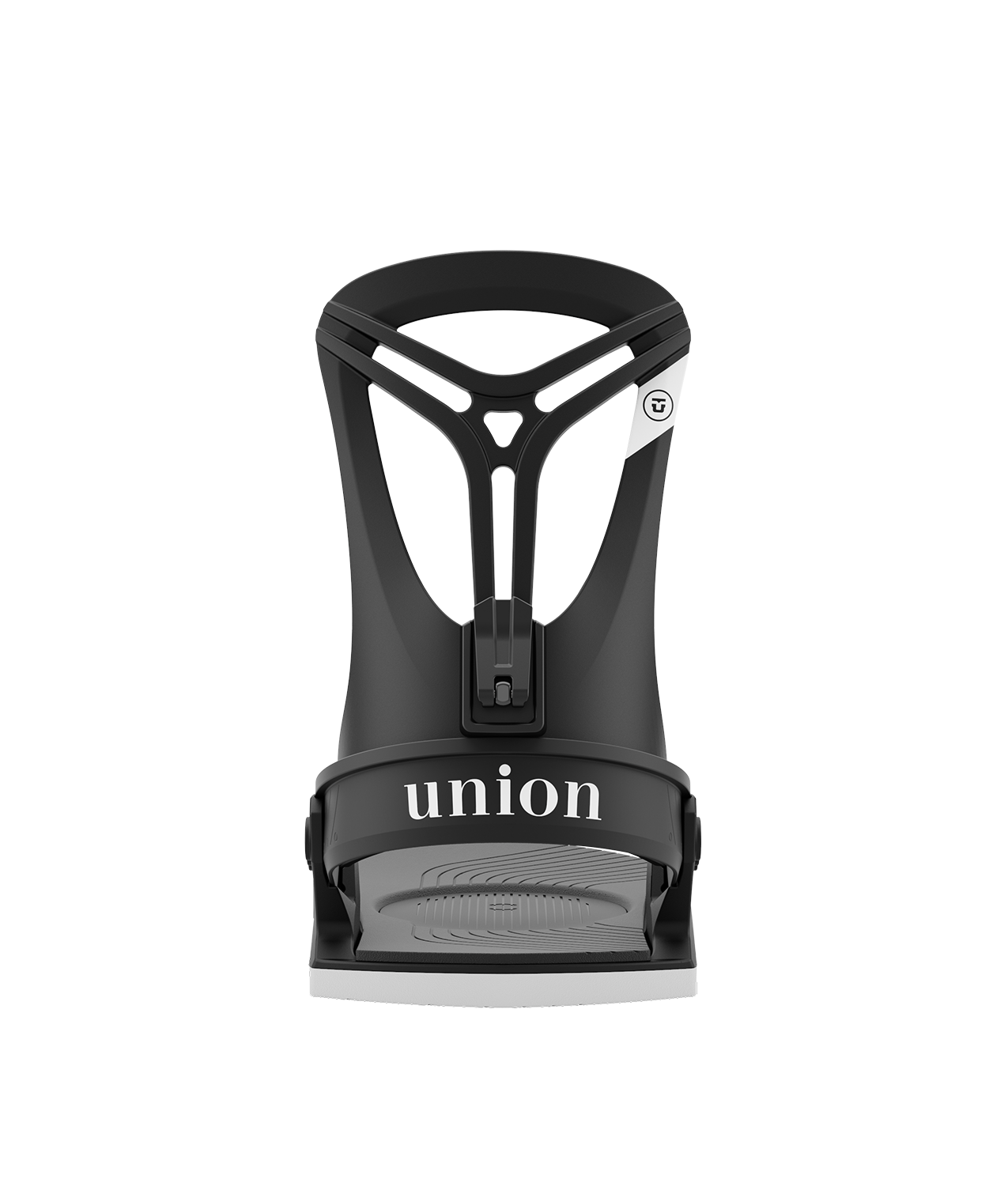 Union rosa 24/25 model snowboard bindings, matt black with black adjustable straps. white union rosa logos