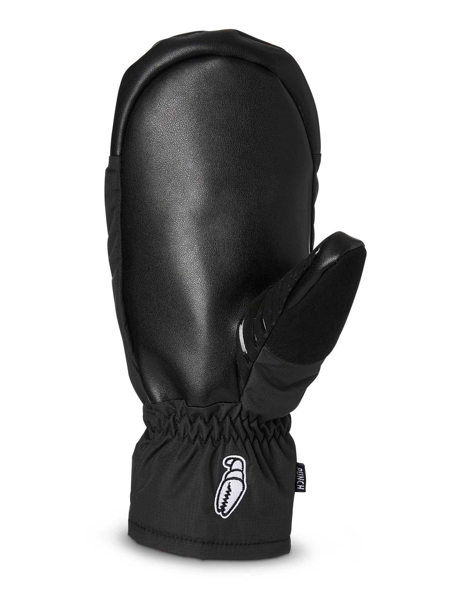 crab grab punch mitt in black with white grab grab writing large across the knuckles