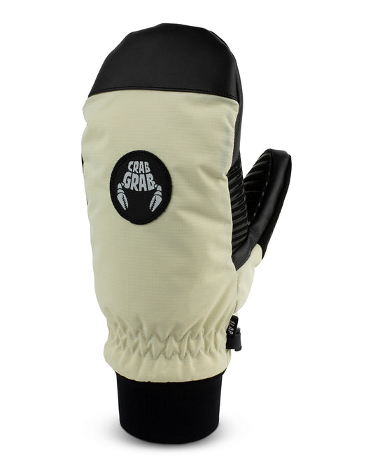 crab grab slap mitt in cream with black crab grab logos.