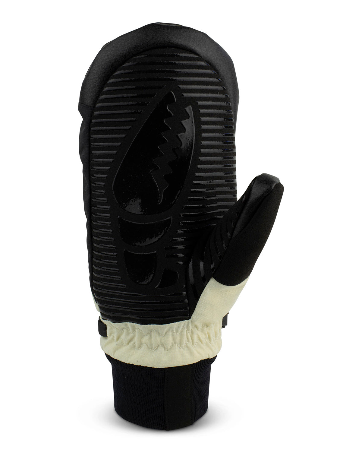 crab grab slap mitt in cream with black crab grab logos.