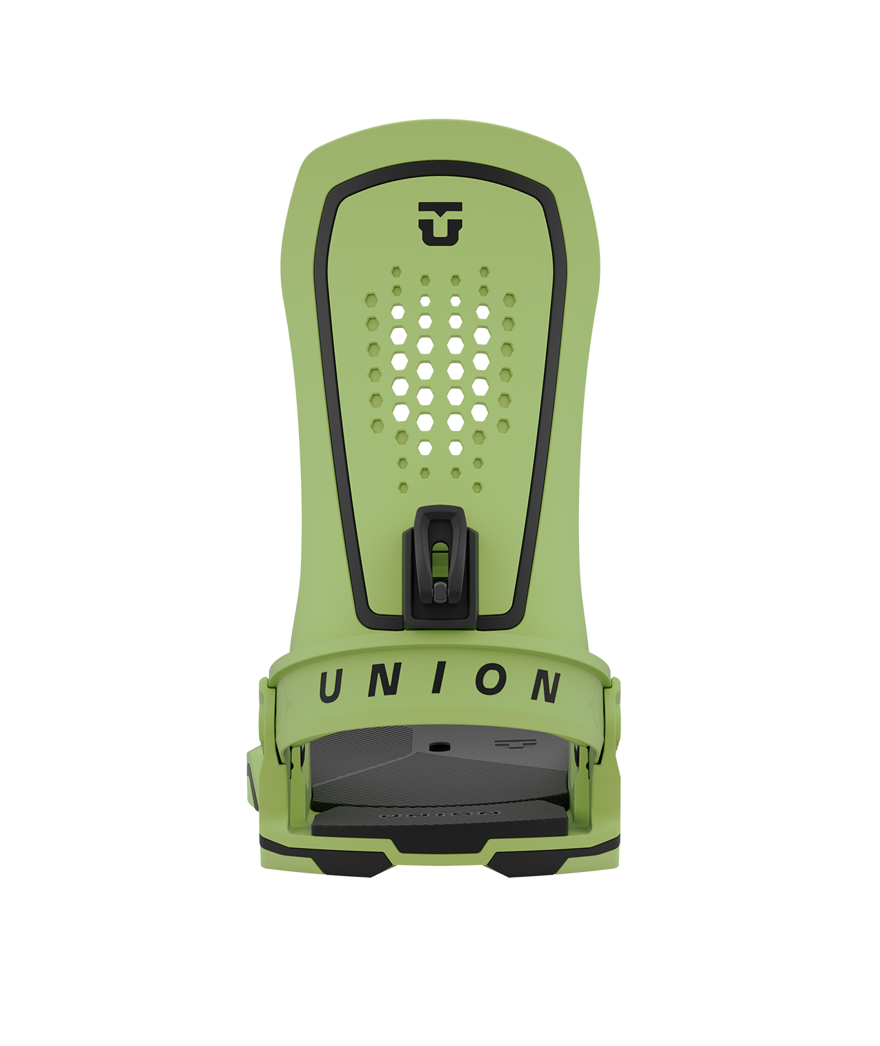 Union force 23/24 model snowboard bindings, matt green with black adjustable straps. black union force logos