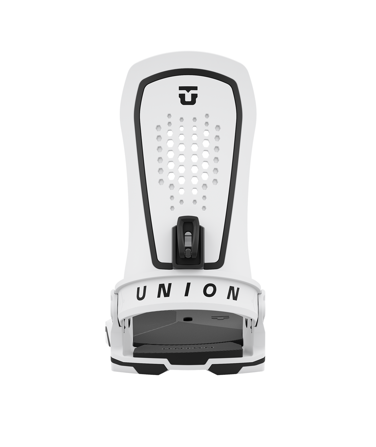 Union force 23/24 model snowboard bindings, matt white with black adjustable straps. black union force logos