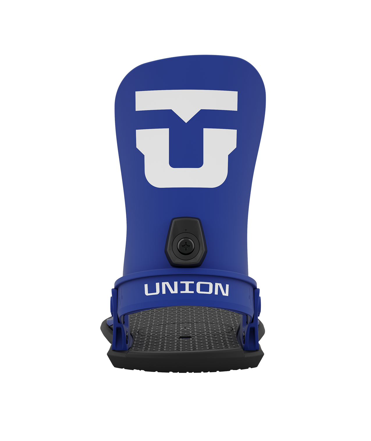 Union strata 23/24 model snowboard bindings, matt blue with black adjustable straps. white union strata logos