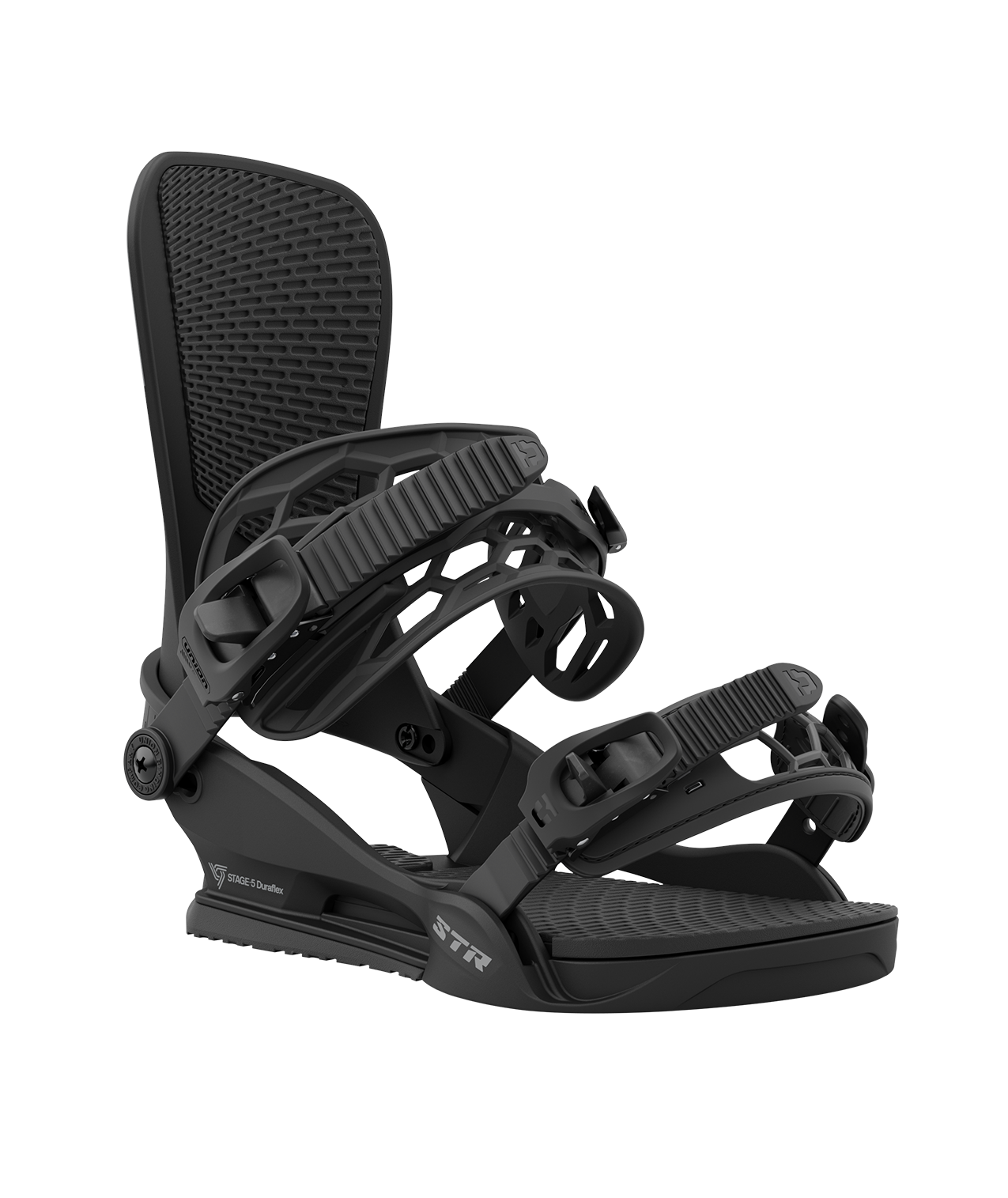 Union str 23/24 model snowboard bindings, matt white with black adjustable straps. grey union str logos