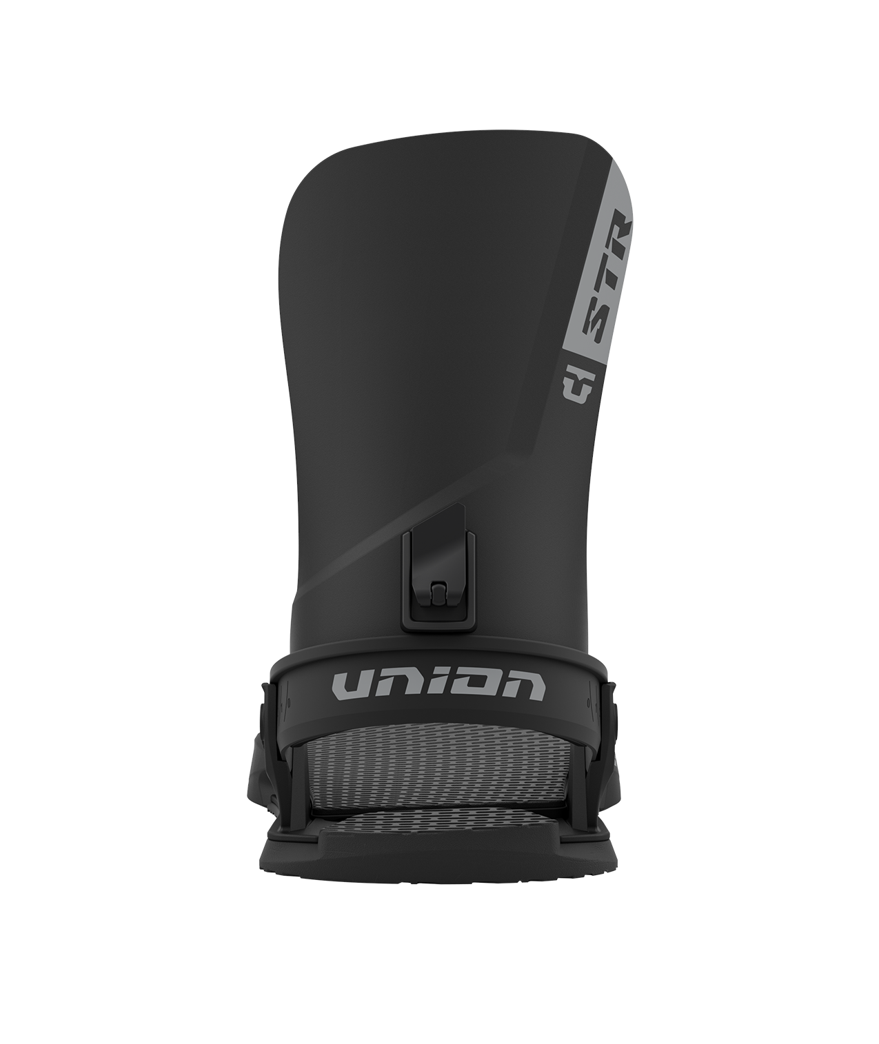 Union str 23/24 model snowboard bindings, matt white with black adjustable straps. grey union str logos