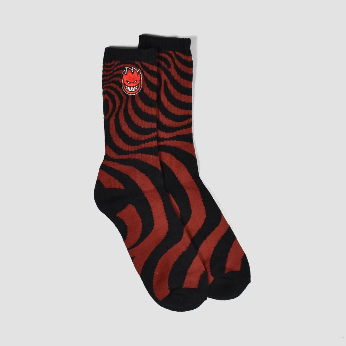Spitfire Bighead Fill Emb Swirl Socks - Dark Red/Black